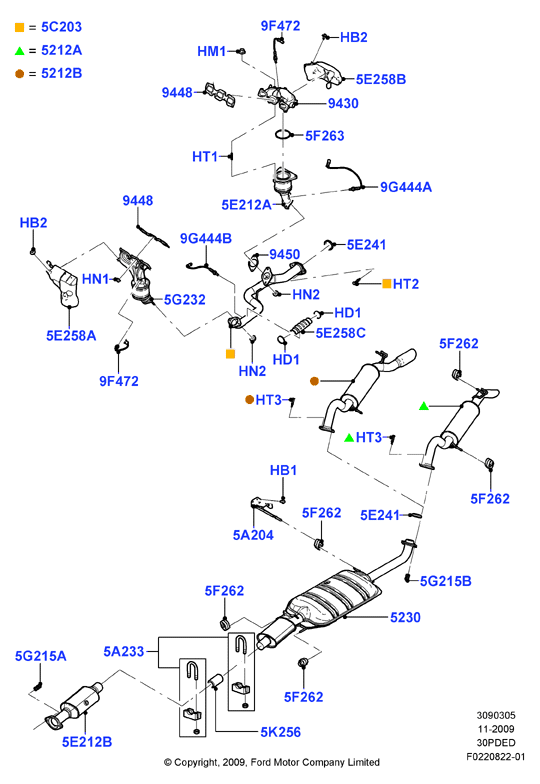 Система выпуска, 3.0 V6 DOHC 24v Duratec