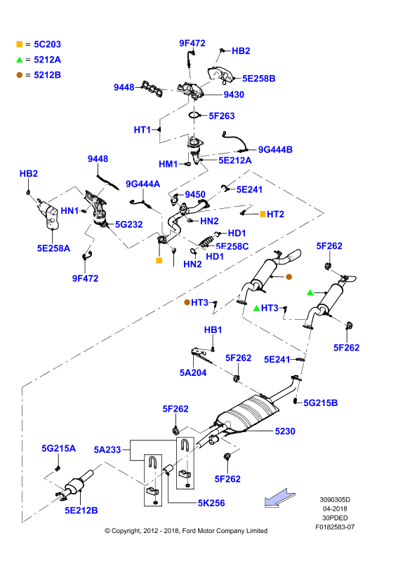 Система выпуска, 3.0 V6 DOHC 24v Duratec