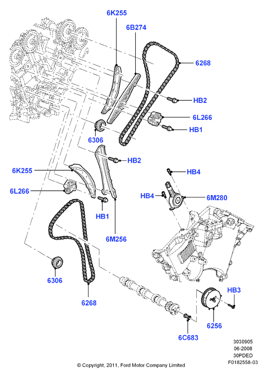 Газораспределительный механизм, 3.0 V6 DOHC 24v Duratec