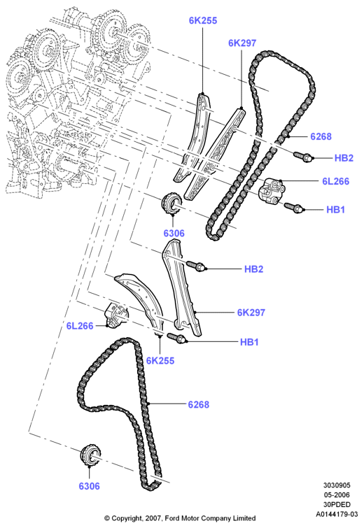 Газораспределительный механизм, 3.0 V6 DOHC 24v Duratec