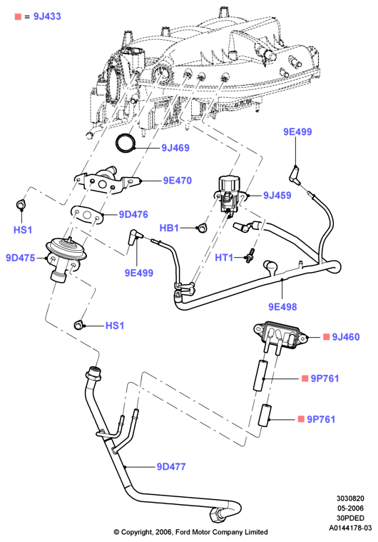 Рециркуляция отработавших газов, 3.0 V6 DOHC 24v Duratec