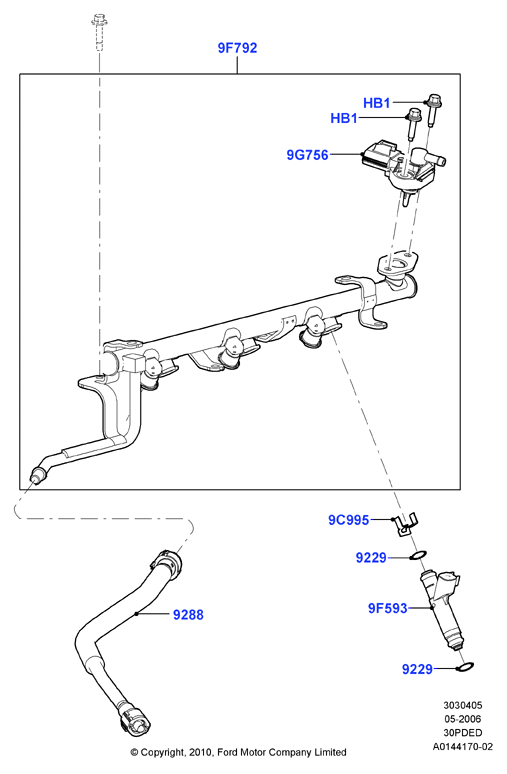 Топливные форсунки и трубопроводы, 3.0 V6 DOHC 24v Duratec