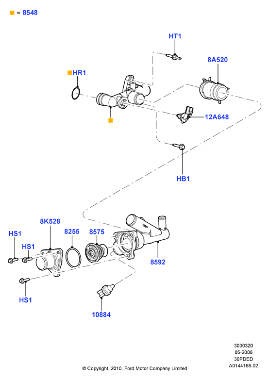 Термостат/корпус и сопут.эл-ты, 3.0 V6 DOHC 24v Duratec