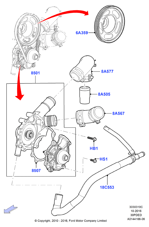 Насос охлаждающей жидкости, 3.0 V6 DOHC 24v Duratec