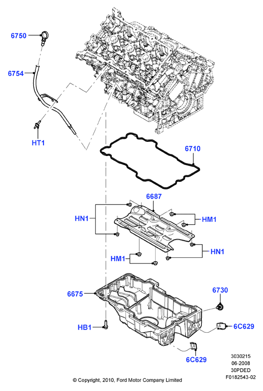 Масл. картер/указат. уровня масла, 3.0 V6 DOHC 24v Duratec