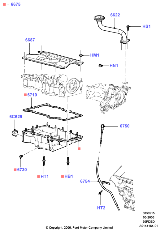 Масл. картер/указат. уровня масла, 3.0 V6 DOHC 24v Duratec