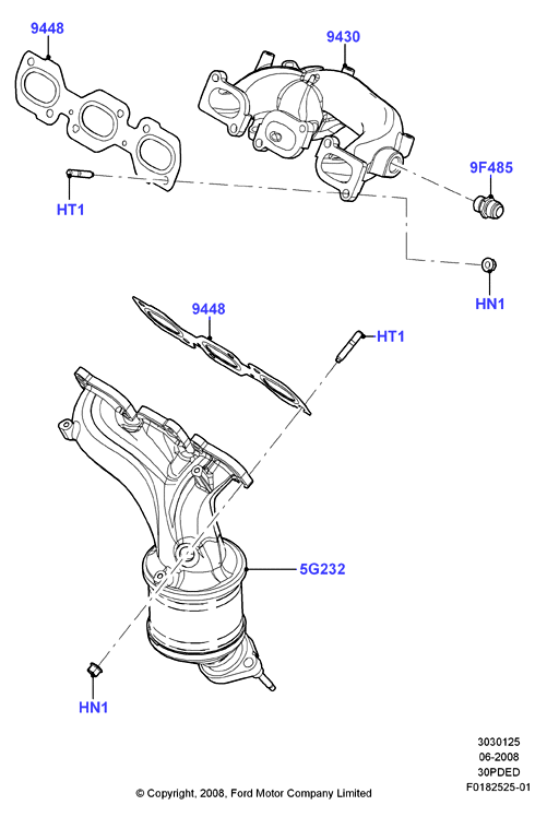 Выпускной коллектор, 3.0 V6 DOHC 24v Duratec