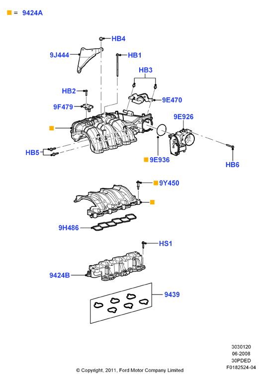 Впускной коллектор, 3.0 V6 DOHC 24v Duratec
