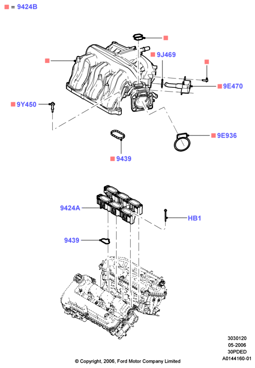 Впускной коллектор, 3.0 V6 DOHC 24v Duratec