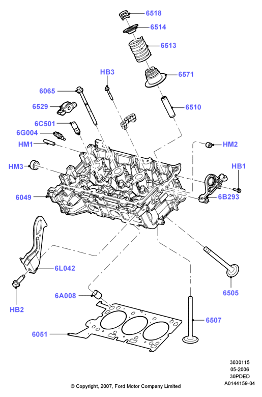 Головка цилиндров, 3.0 V6 DOHC 24v Duratec