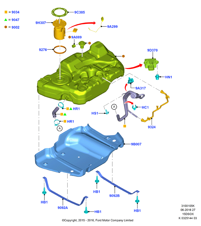 Топл. бак и сопутствующие эле., 1.5L SOHC DI TC I4 DIESEL  (15DSOX)