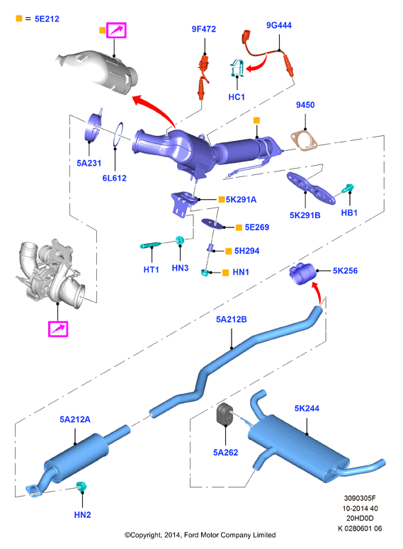 Система выпуска, 2.0L IVCT Turbo