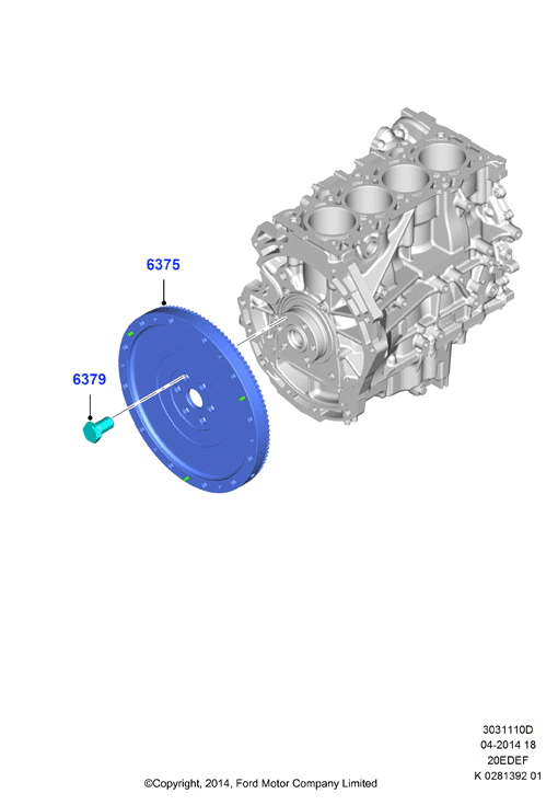 Маховик, 2.0 4V DOHC NA I4 Gas/Elec (20EDEF)