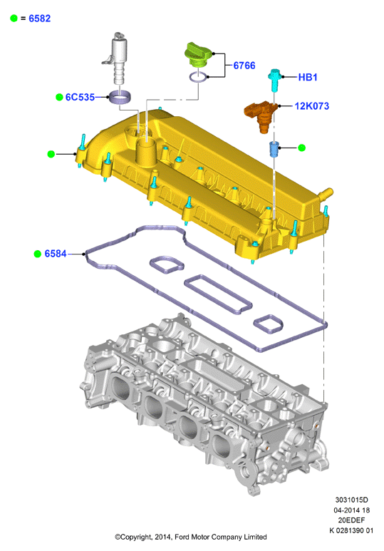 Крышка головки цилиндров, 2.0 4V DOHC NA I4 Gas/Elec (20EDEF)