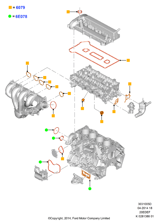 Комплект прокладок двигателя, 2.0 4V DOHC NA I4 Gas/Elec (20EDEF)