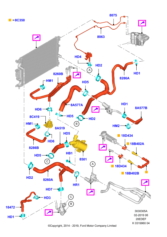 Трубопр.и шланги сист.охлажд., 2.0 4V DOHC NA I4 Gas/Elec (20EDEF)