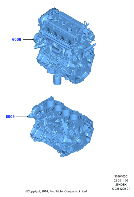 Сервисн.двиг.и неукомпл.блок цил., 2.5L I4 16v DOHC EFI