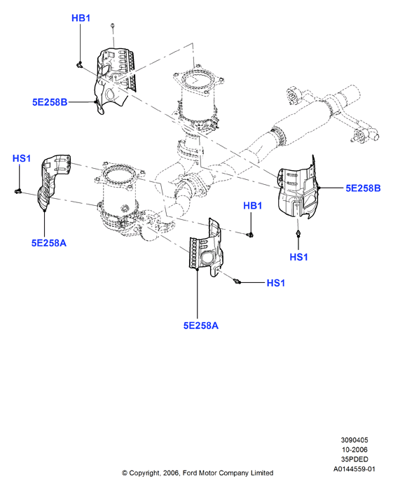 Теплозащитные экраны сист.выпуска, 3.5L DOHC VCT
