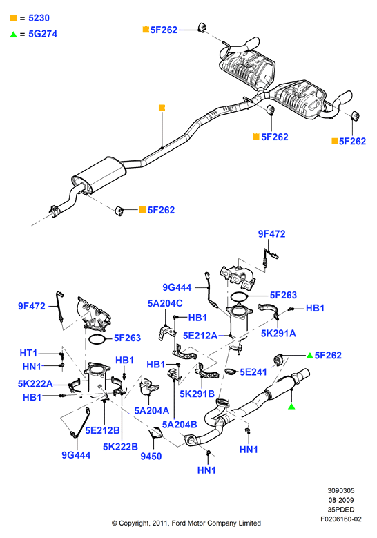 Система выпуска, 3.5L DOHC VCT