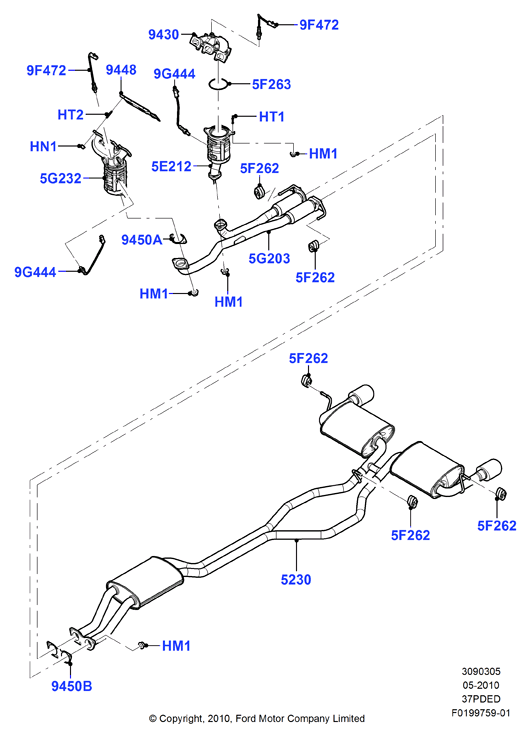 Система выпуска, 3.7L DOHC 4v V6 EFI