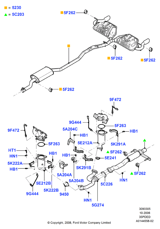 Система выпуска, 3.5L DOHC VCT