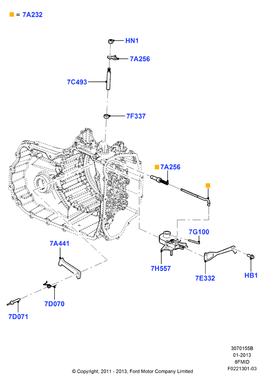 Механизмы управл. коробки передач, 6F 6 Speed Mid Range Auto