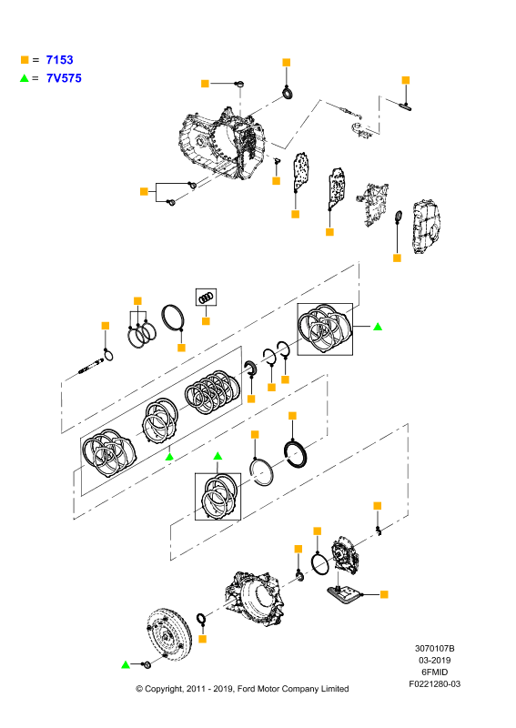 Комплекты прокладок для автом.КПП, 6F 6 Speed Mid Range Auto