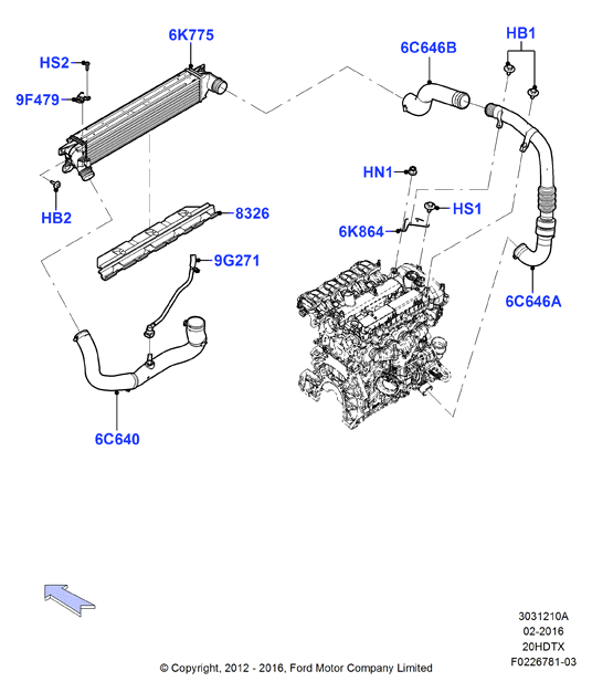 Пром.теплообм/воздуховоды и шланги, 2.0L DOHC 16v DI Valencia