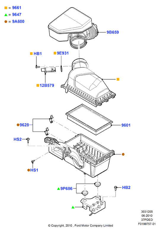 Воздушный фильтр, 3.7L DOHC 4v V6 EFI