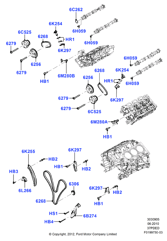 Газораспределительный механизм, 3.7L DOHC 4v V6 EFI