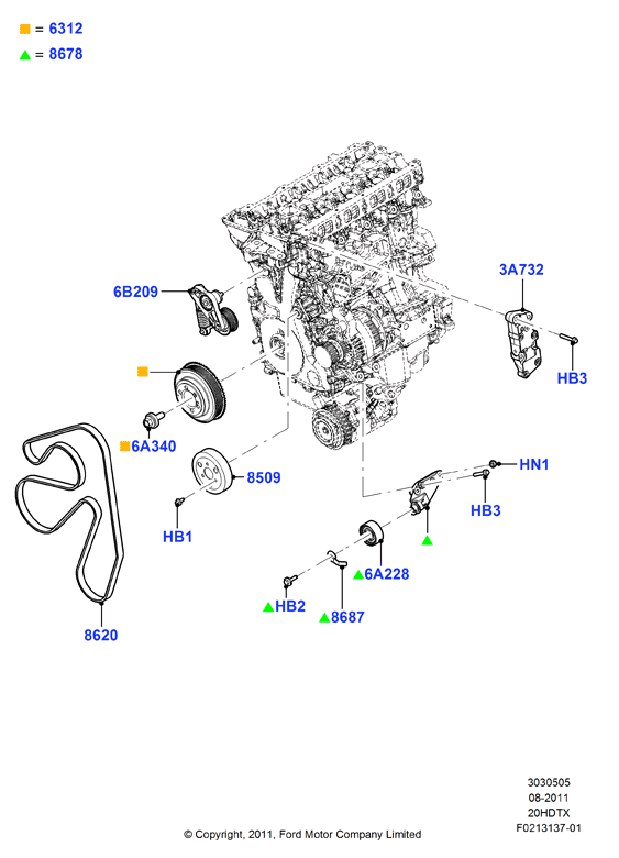 Схема установки 1S7Z 6A340-AA