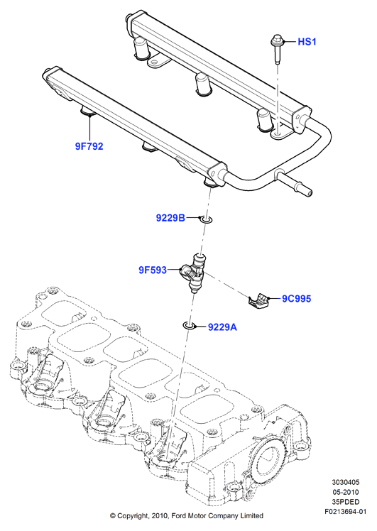 Топливные форсунки и трубопроводы, 3.5L DOHC VCT