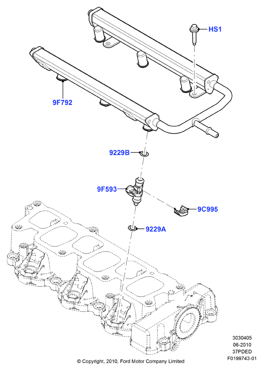 Топливные форсунки и трубопроводы, 3.7L DOHC 4v V6 EFI
