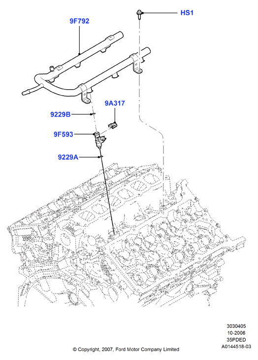Топливные форсунки и трубопроводы, 3.5L DOHC VCT