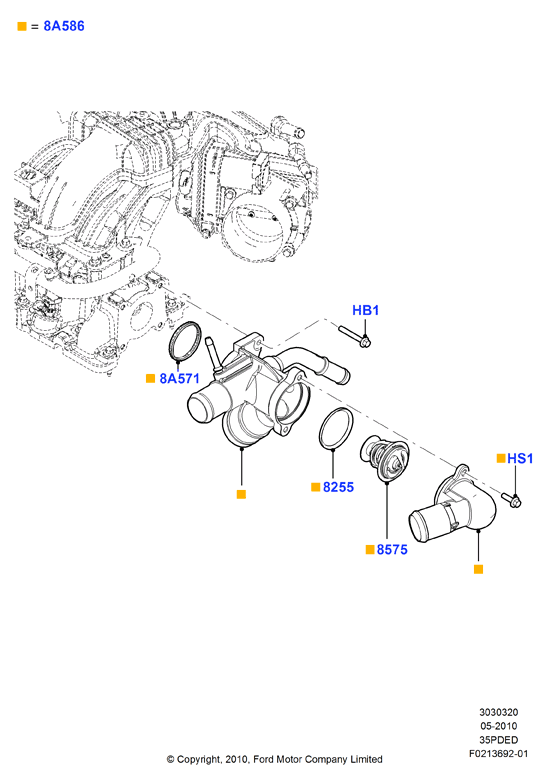 Термостат/корпус и сопут.эл-ты, 3.5L DOHC VCT