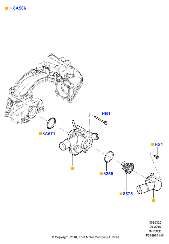 Термостат/корпус и сопут.эл-ты, 3.7L DOHC 4v V6 EFI