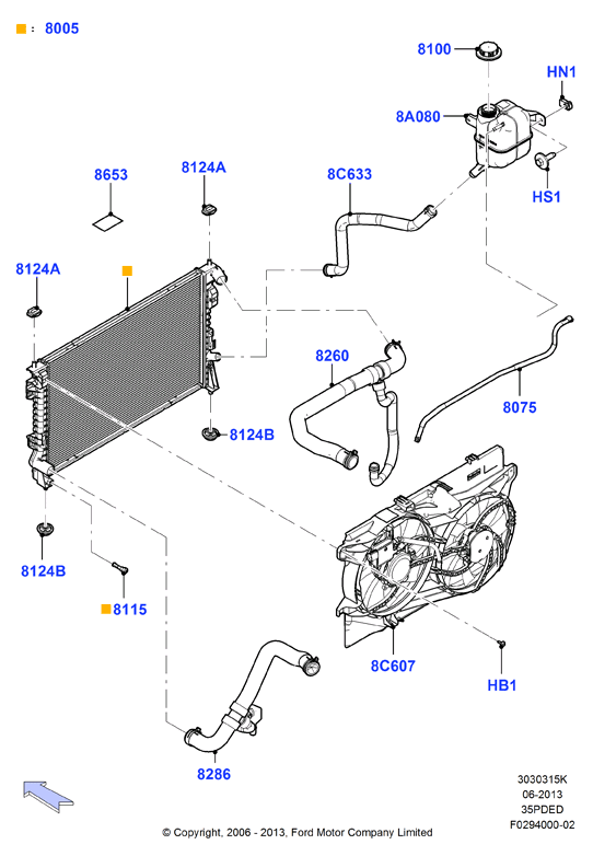 Радиатор/расшр.бачок для охл.жидк., 3.5L DOHC VCT