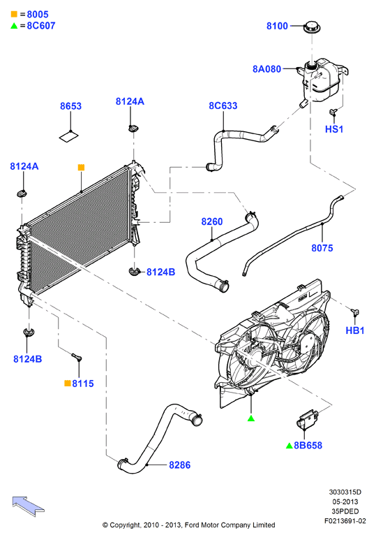 Радиатор/расшр.бачок для охл.жидк., 3.5L DOHC VCT