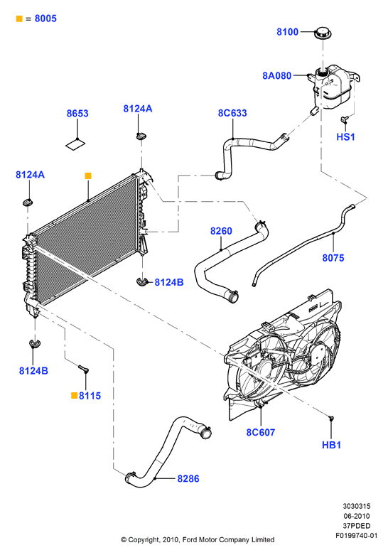 Радиатор/расшр.бачок для охл.жидк., 3.7L DOHC 4v V6 EFI