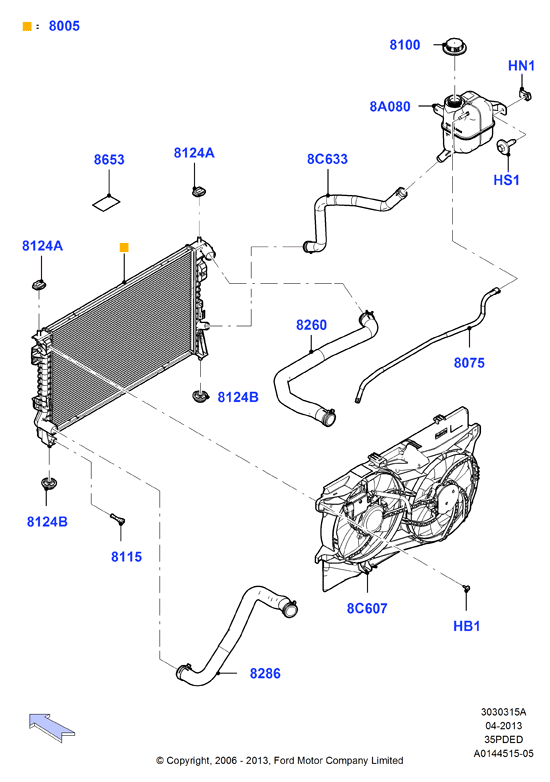 Радиатор/расшр.бачок для охл.жидк., 3.5L DOHC VCT