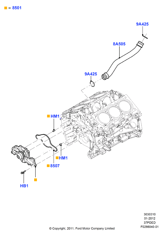 Насос охлаждающей жидкости, 3.7L DOHC 4v V6 EFI