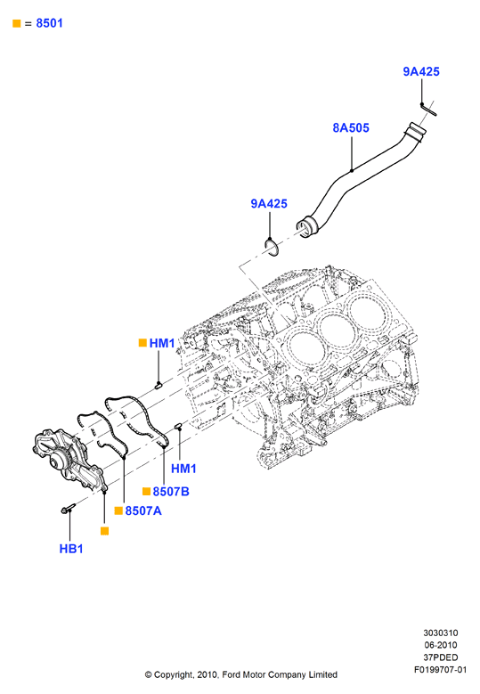 Насос охлаждающей жидкости, 3.7L DOHC 4v V6 EFI