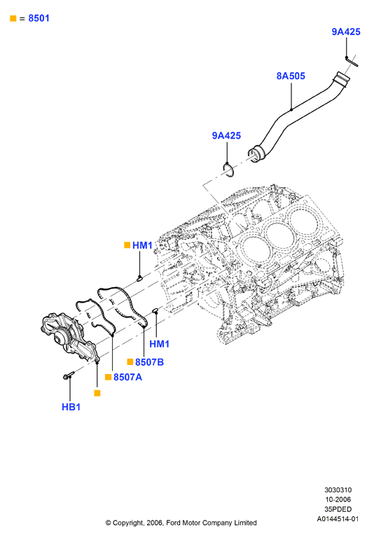 Насос охлаждающей жидкости, 3.5L DOHC VCT