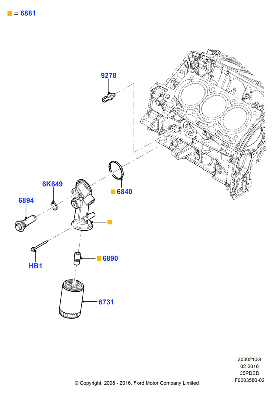 Масляный радиатор и фильтр, 3.5L DOHC VCT