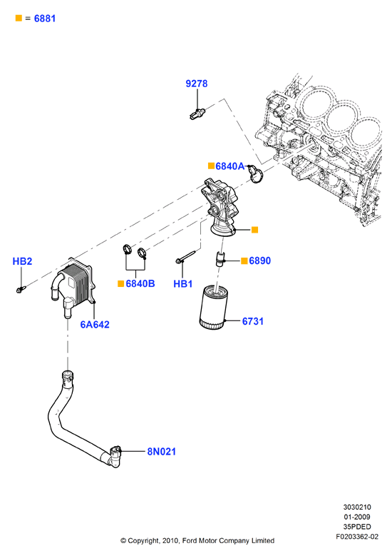 Масляный радиатор и фильтр, 3.5L DOHC VCT