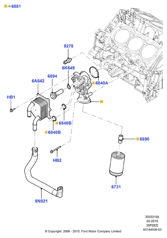 Масляный радиатор и фильтр, 3.5L DOHC VCT