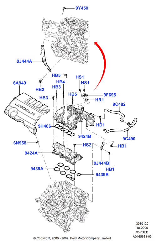 Впускной коллектор, 3.5L DOHC VCT