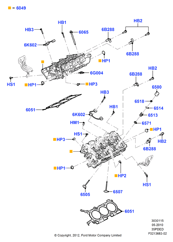 Головка цилиндров, 3.5L DOHC VCT