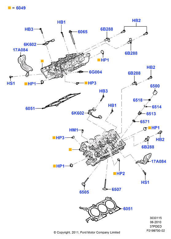 Головка цилиндров, 3.7L DOHC 4v V6 EFI