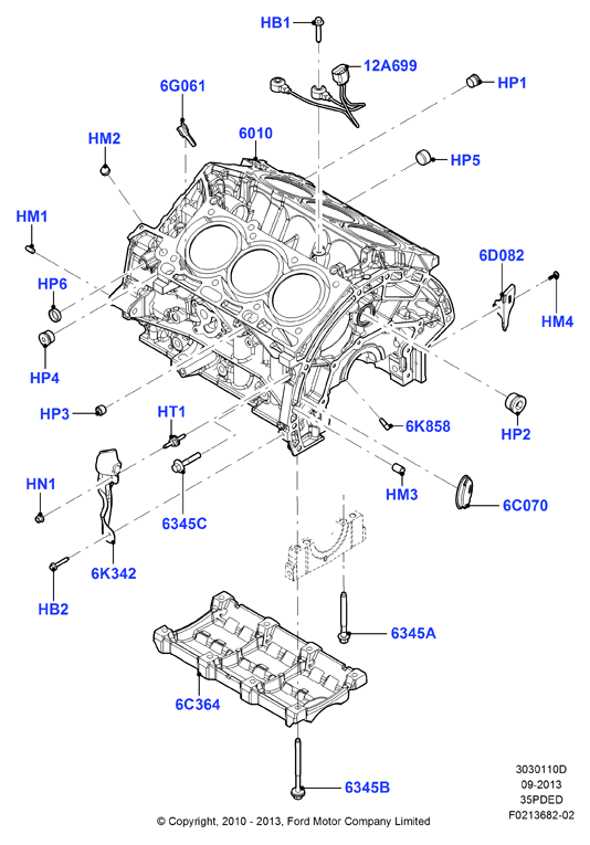 Блок цилиндров и заглушки, 3.5L DOHC VCT